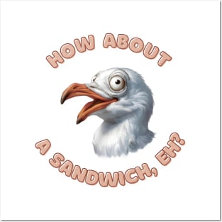 Funny Snazzy Seagull Design How About A Sandwich? Posters and Art